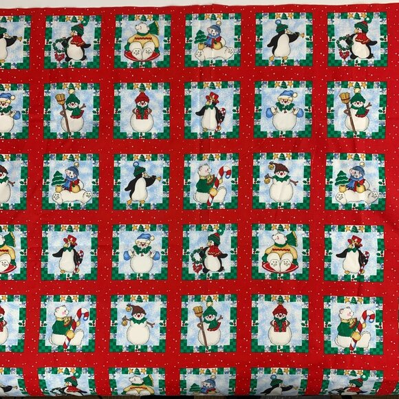 Daisy Kingdom Craft Squares Christmas Holiday Fabric Penguin Snowman B3811 - Picture 2 of 16